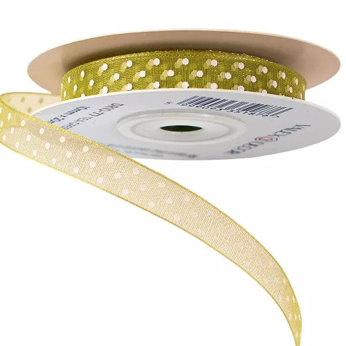 Pöttyös organza szalag 10mm x 20m - teazöld