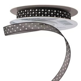 Pöttyös organza szalag 10mm x 20m - fekete