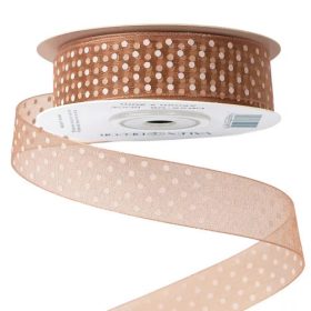 Pöttyös organza szalag 25mm x 20m - bézs