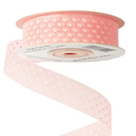 Pöttyös organza szalag 25mm x 20m - púder rózsaszín