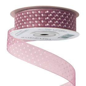 Pöttyös organza szalag 25mm x 20m - mályva