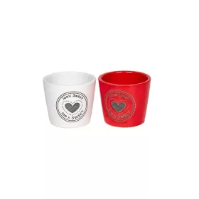   Szív mintás kerámia kaspó mix piros-fehér 7x6,5cm választható/db