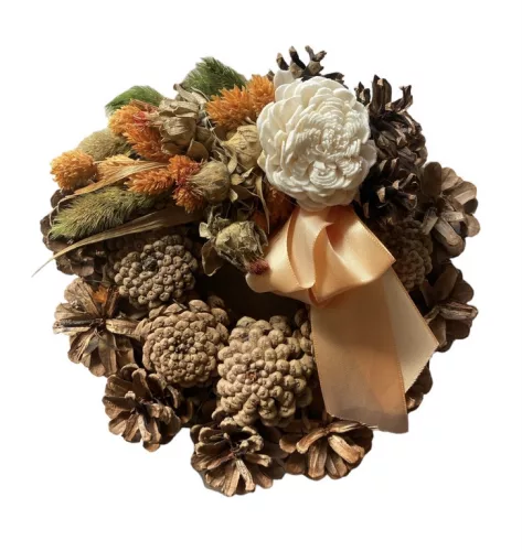 Díszített toboz koszorú 20 cm