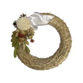 Díszített szalma koszorú 25 cm