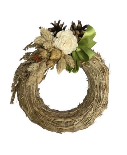 2025 Díszített szalma koszorú 15 cm