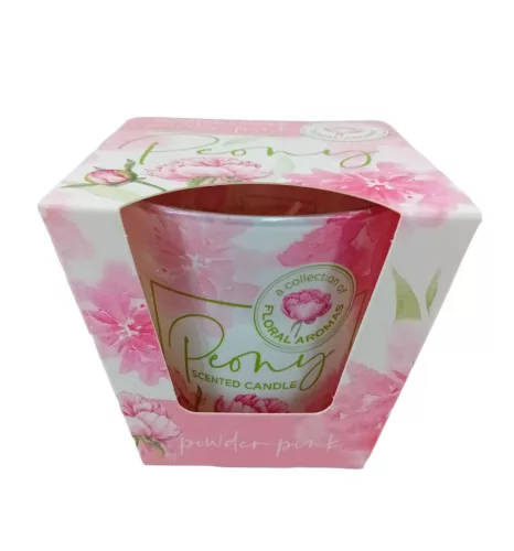 Bartek dekorált Powder pink Peony illatos paraffin pohár 115 g