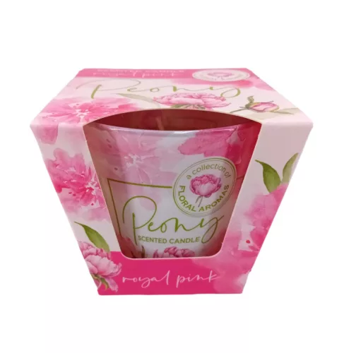 Bartek dekorált Royal pink Peony illatos paraffin pohár 115 g