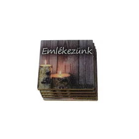 Fa tábla 'Emlékezünk' kicsi gyertyás 4,7x4,7cm