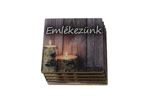 Fa tábla 'Emlékezünk' kicsi gyertyás 4,7x4,7cm