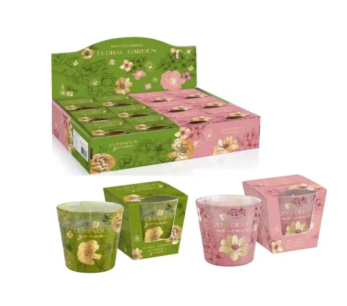 Bartek dekorált Floral garden Liminous green  illatos paraffin pohár 115 g