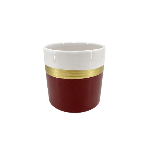 Kerámia kaspó bordó arany és fehér csíkkal 12,5cm