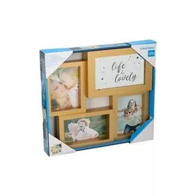 Fényképkeret 3 képhez +LED tükör 32x32x4cm