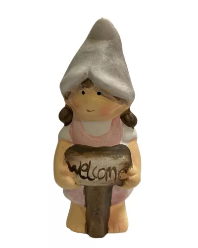 Kerámia lány figura welcome szürke/rózsaszín 6,5x4,5x12cm