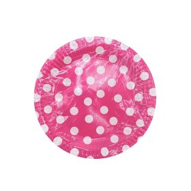 Papírtányér Rózsaszín fehér pöttyös 23cm 6db