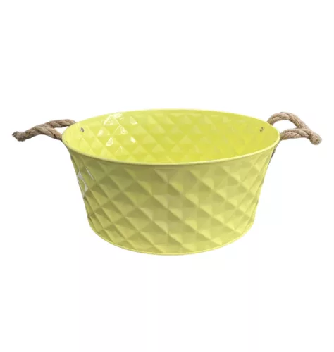 Kaspó fém 32x14cm sárga