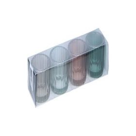 Üveg mécsestartó 4db/cs 5,5x3,5cm vegyes színekben