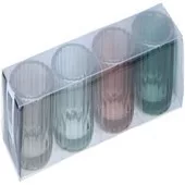 Üveg mécsestartó 4db/cs 5,5x3,5cm vegyes színekben