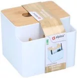 Papírzsebkendő tartó 16x15x9,7 cm műanyag+bambusz Alpina