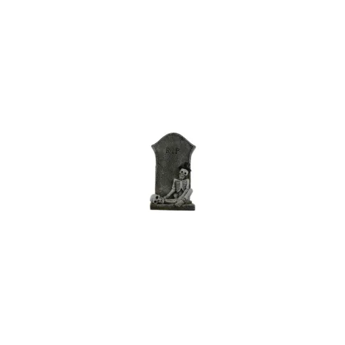 Figura csontváz sírkővel poly 7,4x3,4x12,5 cm kalapos szürke