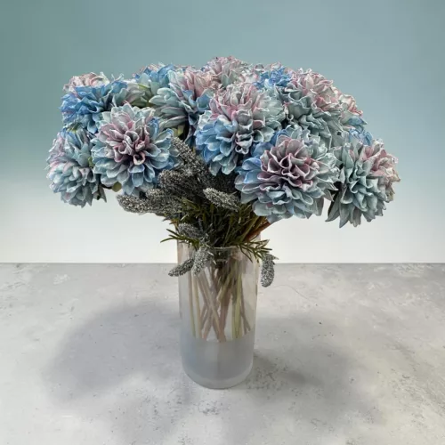 Kék Álom Dália Virágkompozíció Blue Decor Üvegvázában