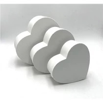 Papírdoboz szív alakú 3db-os fehér (21,5x20,5x9cm, 18,5x18x7,5cm,15,5x14,4x6cm) 