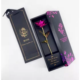 Fémrózsa dobozban pink +dísztasak 27,5x9x7cm