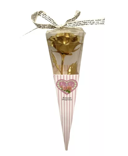 Fémrózsa dobozban 30cm arany/db