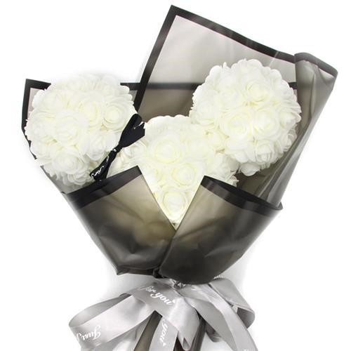 Rózsaminnie csokor 50x30cm fehér/krém