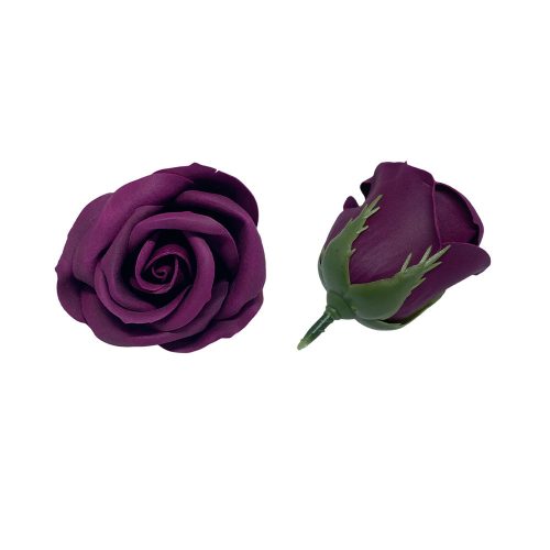 Szappanrózsafej 5x6cm padlizsán lila