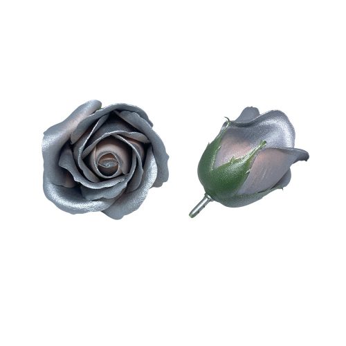 Szappanrózsafej 5x6cm cm ezüst-rózsaszín