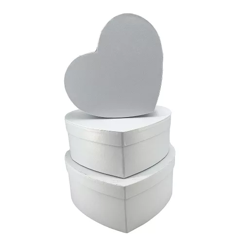 Papírdoboz szív 3db fehér 24x21,5x9,8, 22x20x8,2cm,19x17x6,8cm