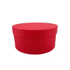 Papírdoboz kerek enyhén csillogó piros 22x10cm