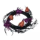 Halloween glitteres koszorú pókkal, tökkel 24cm