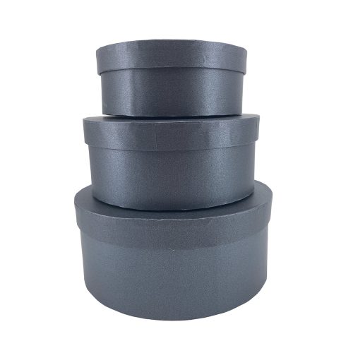 Papírdoboz kerek 3db-os szett antracit 21,5x 9cm, 18,5x7,5cm, 15,5x6cm