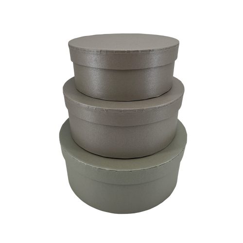 Papírdoboz kerek 3db-os szett szürke 21,5x 9cm, 18,5x7,5cm, 15,5x6cm