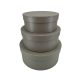Papírdoboz kerek 3db-os szett szürke 21,5x 9cm, 18,5x7,5cm, 15,5x6cm