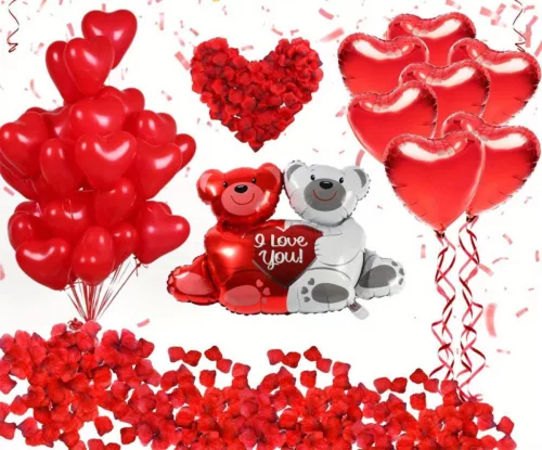 Lufi szett Valentin maci 68cm fólia szív 45cm
