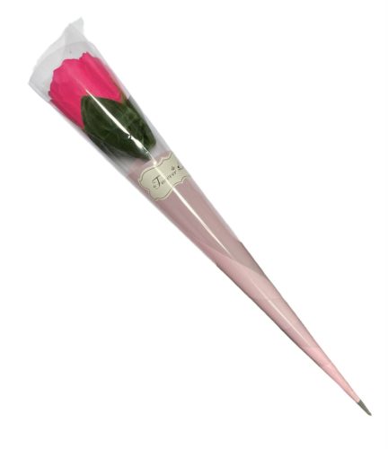 Szappanrózsa papírban 36x6cm pink