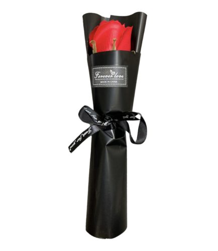 Szappanrózsa papírban 23x7cm piros