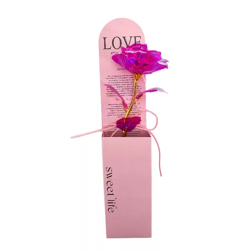 Fém rózsa dobozban 31x7,3cm - pink
