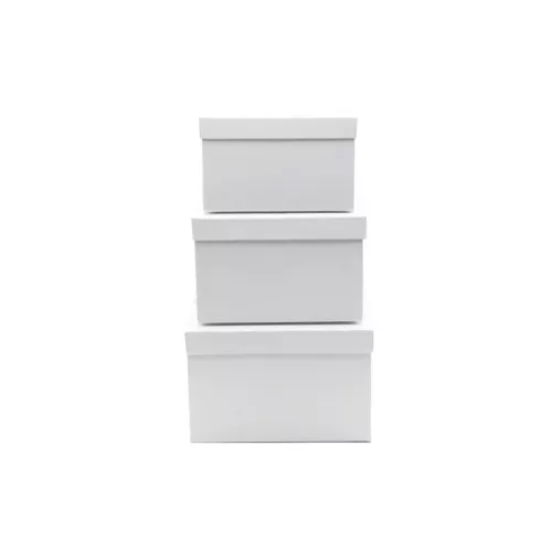 Papírdoboz négyzet szett 3db-os -fehér  (20x20x13,18x18x11,5,16x16x10cm)