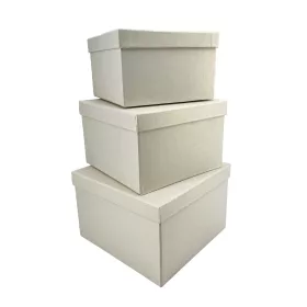   Papírdoboz négyzet szett 3db-os -krém  (20x20x13,18x18x11,5,16x16x10cm)