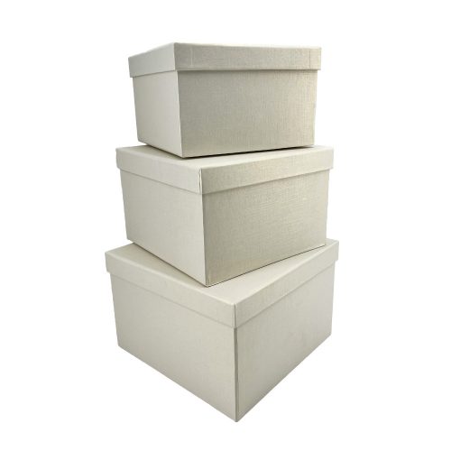 Papírdoboz négyzet szett 3db-os -krém  (20x20x13,18x18x11,5,16x16x10cm)