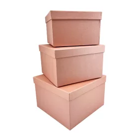   Papírdoboz négyzet szett 3db-os -rózsaszín  (20x20x13,18x18x11,5,16x16x10cm)