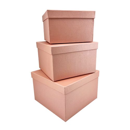 Papírdoboz négyzet szett 3db-os -rózsaszín  (20x20x13,18x18x11,5,16x16x10cm)
