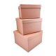 Papírdoboz négyzet szett 3db-os -rózsaszín  (20x20x13,18x18x11,5,16x16x10cm)