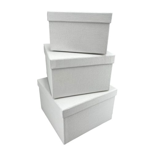 Papírdoboz négyzet szett 3db-os -fehér  (20x20x13,18x18x11,5,16x16x10cm)