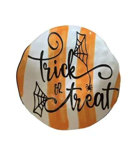 Halloween tányér 27cm - csíkos alapon mintás