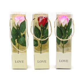 Szappanrózsa dobozban 7x7x26cm piros