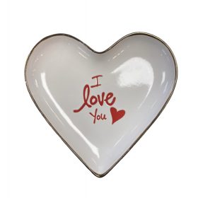   Kerámia tányér szív alakú  22x21cm  I love you felirattal